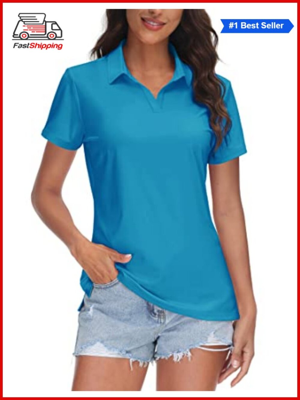 ✨ TACVASEN Women's V-Neck Polo Shirt UPF 50+ Quick Dry Golf Tennis Casual Top